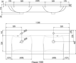 Раковина Ravak Classic 1300 XJD01113000 двойная